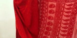 Red Pure Georgette Chikankari Saree