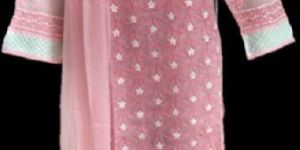 Rose Pink Stitched Chikankari Suit with Palazzos