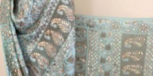 Sea Green Chikankari Saree with Gota Patti Work