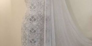White Chikankari and Mukaish Suit with Chiffon Dupatta