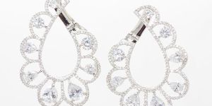 White Color Stones Studded Earrings