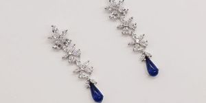 Women Beatiful CZ Blue Drop Stone Earring for All Festival