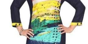 Ladies Rayon Cotton Printed Long Kurti