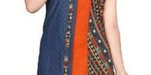 Multicolored Half Denim Jacket Kurti