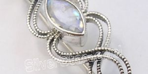 925 Sterling Silver RAINBOW MOONSTONE BROACH
