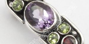 Sterling Silver Multistones Brooch