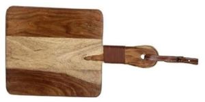 Wooden Chopping/ Cutting Board For Kitchen With Leather Handle
