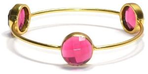 Rubellite Hydro Round Shape Bezel Gemstone Bangle