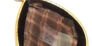 Smokey Pear Shape Sterling Silver Bezel Pendant