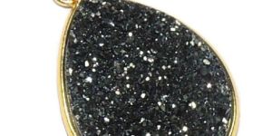 Titanium Black Druzy Pear Shape