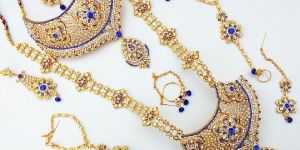 Wedding Designer Gold Plated Complete Bridal Ethnic Zircon Necklace Jewelry Set