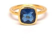 925 Sterling Silver Sapphire Quartz Vermeil Gemstone Rings