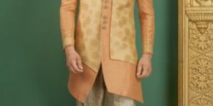 Wedding Wear Jacquard Silk Western Style Sherwani