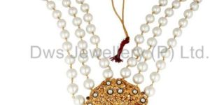 South Indian Traditional Pearl 22K Gold Plated Silver Peacock Design Necklace