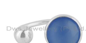 Sterling Fine Silver Blue Chalcedony Gemstone Rings