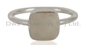 White Agate Gemstone 925 Solid Silver Stackable Rings