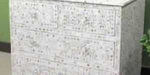 White Mother of Pearl Inlay Drawer Chest