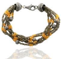 Silver Smokey Quartz Garnet Beads Womens Bracelet