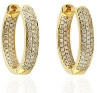 Yellow Gold Genuine Diamond Hoop Earring