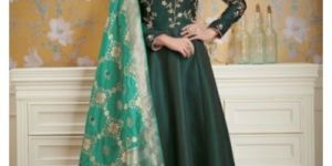 Satin Silk Gown with Banarasi Silk Dupatta