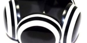 Women Handmade Black White Layered Beaded Resin Bracelet