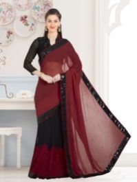 Viva N Diva Maroon Colored Moss Georgette Lehenga Saree.