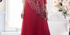 Wine Colored Cape Gown