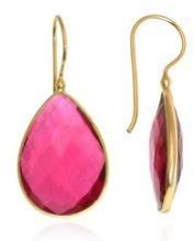 925 Sterling Silver Hot Pink Indian Gemstone Earring