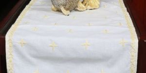 Hand Embroidered White Cotton Lucknowi Chikankari Runner