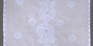 Hand Embroidered White Cotton Lucknowi Chikankari Table Mats Set