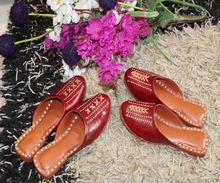 Real Leather Handmade Red Color Casual Ladies Juti