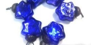 Top Selling Blue Color Christmas Tree Decorative Star Glass Hanging Bauble