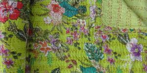 Handmade Queen Size Printed Kantha Quilt