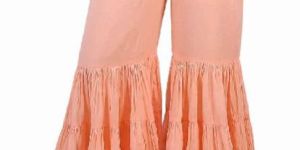 PLAIN COTTON MULMUL SHARARA PANT IN PEACH