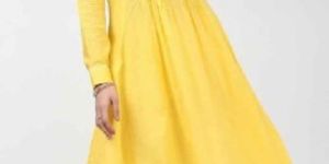 VASTRA VINOD YELLOW REGULAR FIT A-LINE KURTA