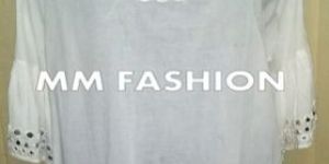 Mirror Work White Color Full Sleeve Tunic Top