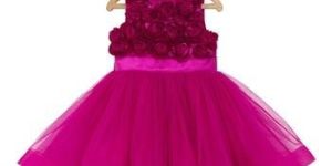 Girls Pink Rosette Party Dress