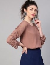Sleeve Round Neck Pink Top