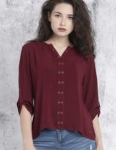 V Neck Burgundy Cotton Top
