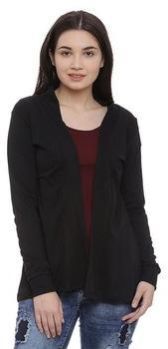 Women Solid Black Colour Cotton Shrug