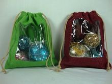 Lurex Jute Drawstring Pouch Bag