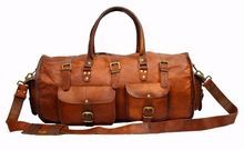Men Genuine goat leather messenger bag/vintage Leather weekend bag