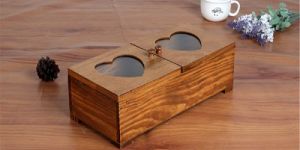 WOODEN TABLE STORAGE BOX WITH HEART-SHAPED