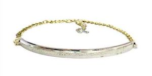 Two Tone Plated Charm Diamond Cut Bangle Bracelet