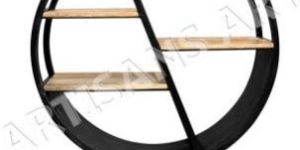 WOOD METAL ROUND BOOKSHELF