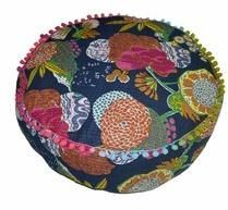 Floral Printed Round Floor Fruit Print Ottoman