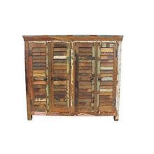 Reclaimed Teak Cupboard, Four Louvre Doors