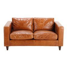 Two-seater-leather-vintage-sofa-in-camel color