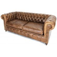 Vintage Tan Leather Two Seater Sofa