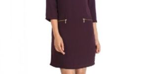 Sollid A-line Chic purple Dress